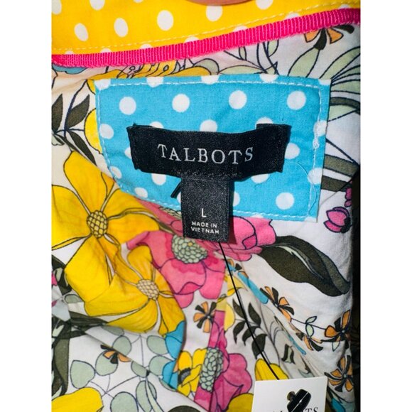 Talbots Bright Floral Button-Down Shirt L 100% Cotton Multi-Color Sustainable - Picture 7 of 11